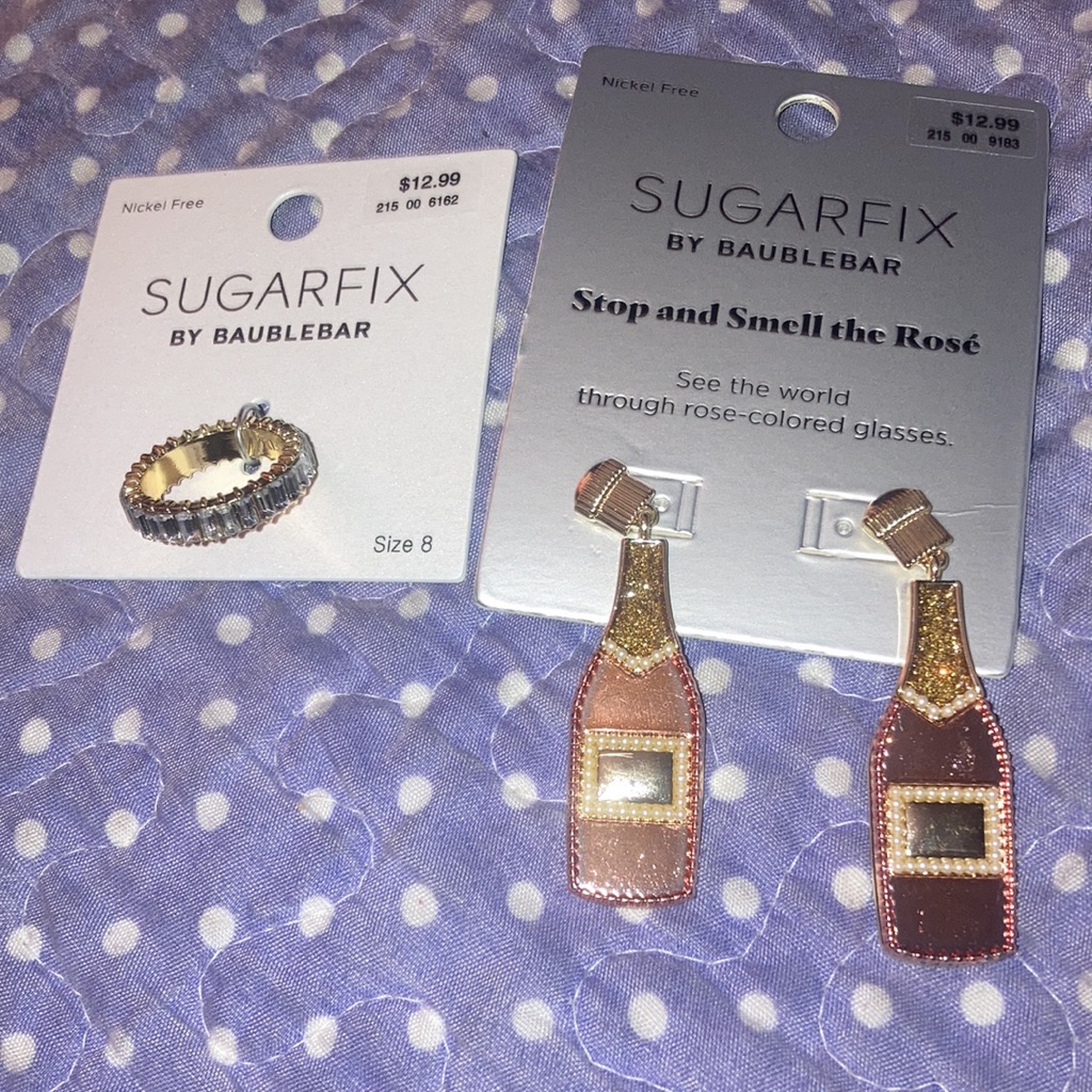 Sugarfix By Baublebar Ring & Stop And Smell The Ros Earrings Set
